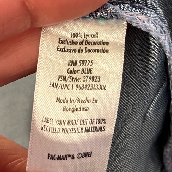 Justice Girls PAC-MAN Chambray Denim w Embroidery Short-Sleeve Button-Up SZ XL - Picture 2 of 10